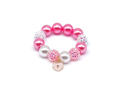 Heart Bracelets, Little Girls Sparkly Beaded Jewelry, Toddler Valentine Gifts. - image1